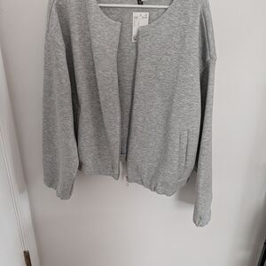 Divided Light Gray Zip-Front Knit Jacket